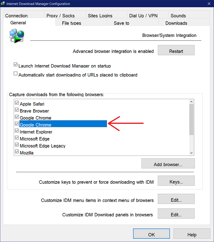 Chrome browser integration